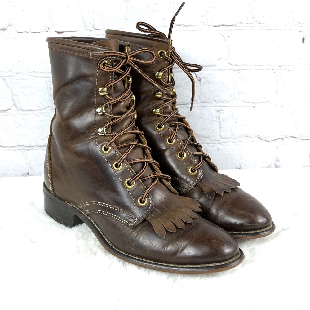 Roper Lace Up Western Leather Boots